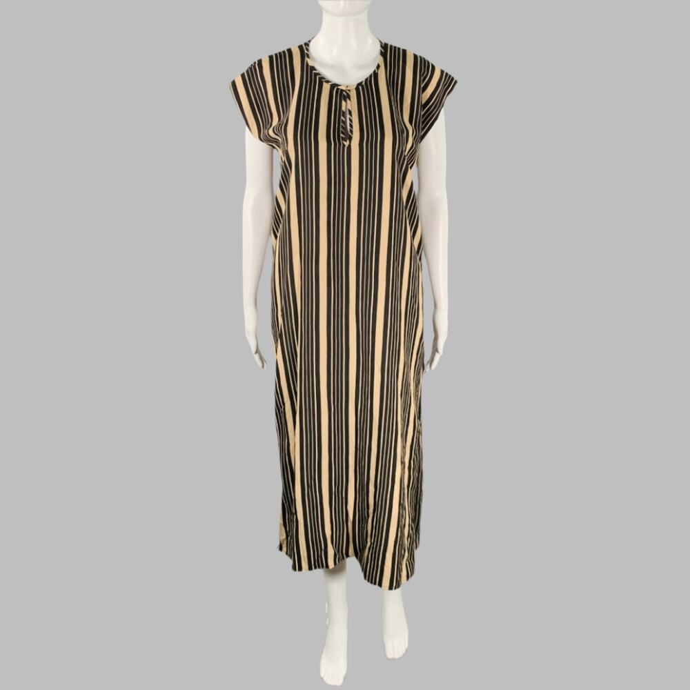 MARIA CORNEJO Size XS Black Beige Viscose Blend Stripe Tunic Long Dress